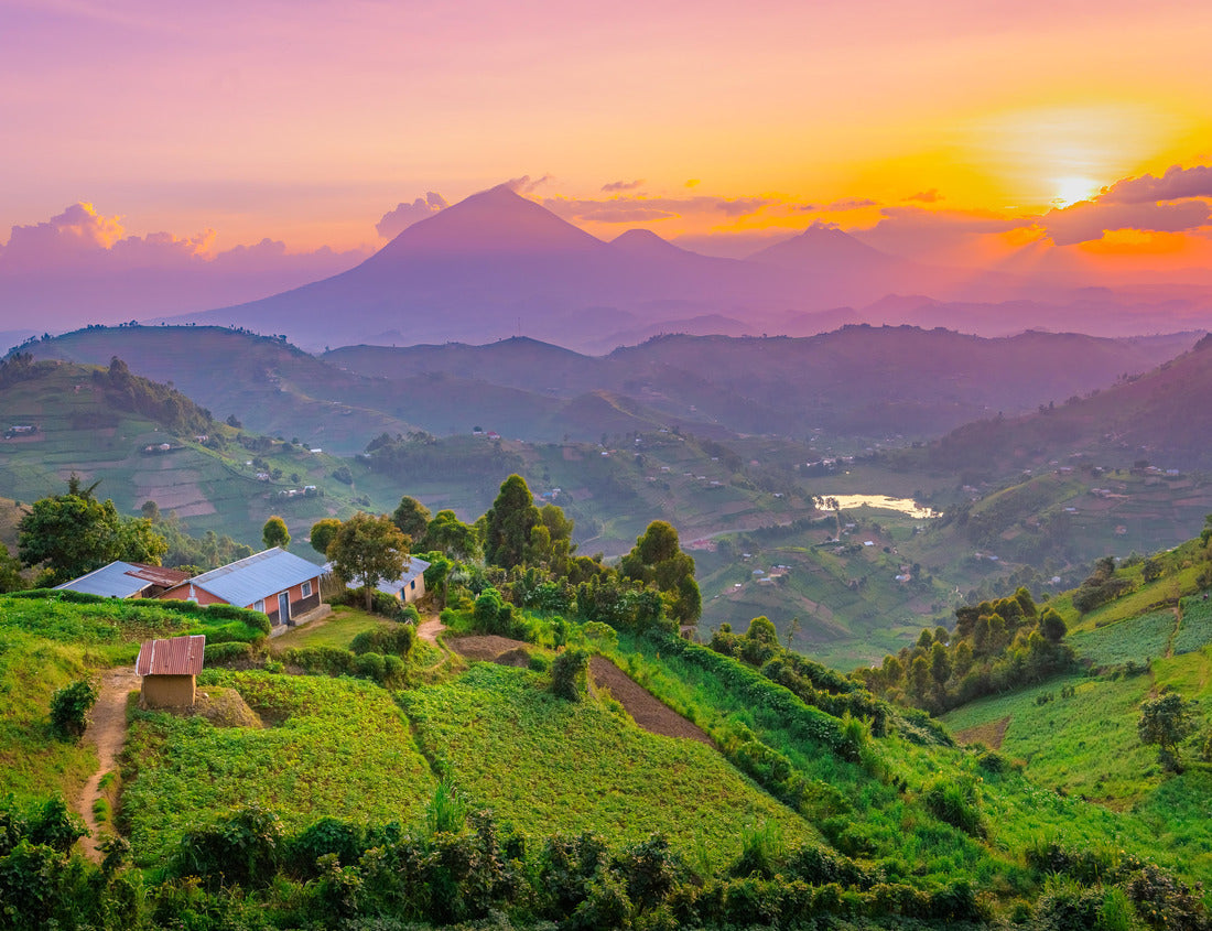 Noah Jigsaw Puzzle Kisoro Uganda beautiful sunset over mountains and hills of pastures and farms in villages of Uganda 1000 pieces