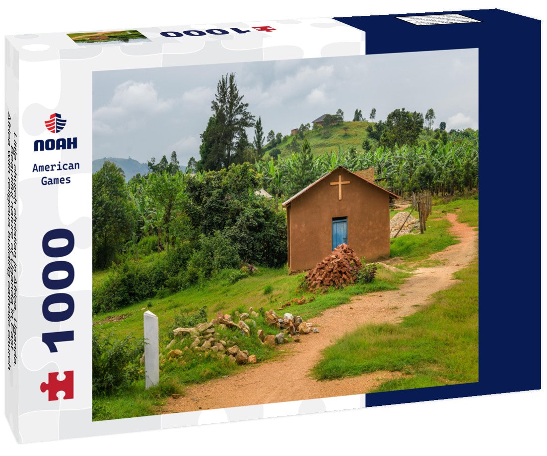 Noah Jigsaw Puzzle Little church christian in Africa, Uganda. Beautiful nature of Uganda in East-Africa with religious building catholic church 1000 pieces
