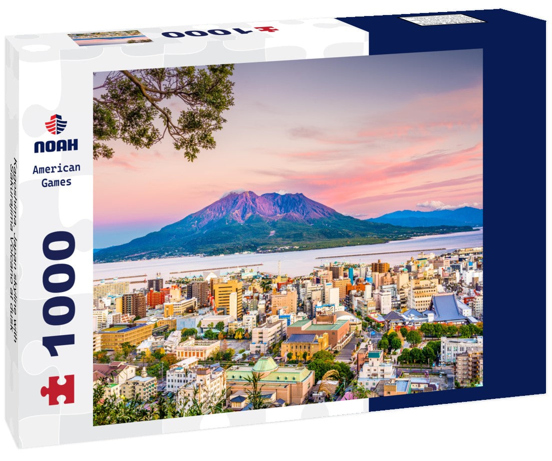 Noah Jigsaw Puzzle Kagoshima, Japan skyline with Sakurajima Volcano at dusk 1000 pieces