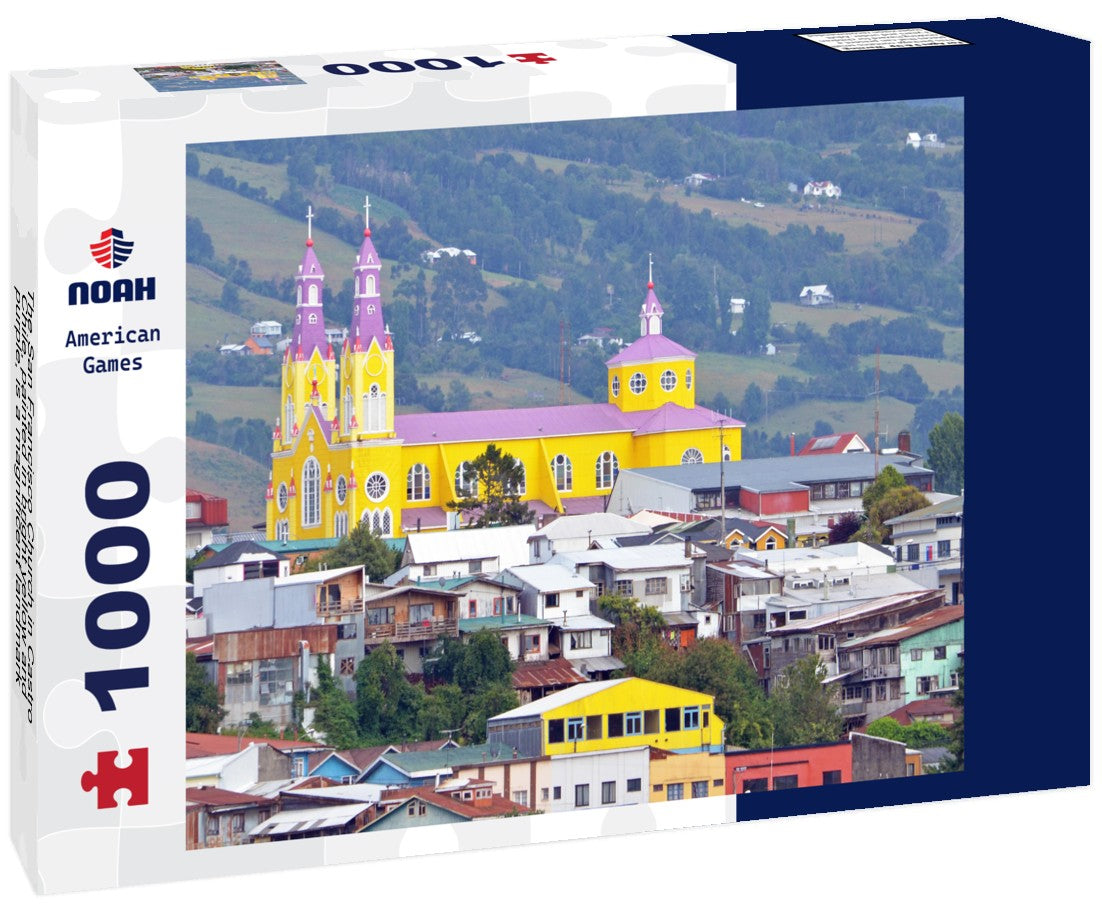 Noah Jigsaw Puzzle The San Francisco Church in Castro, Chile, painted in bright yellow and purple, is a magnificent landmark 1000 pieces