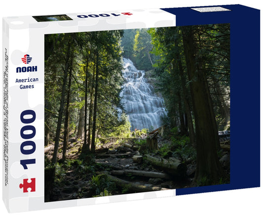 Noah Jigsaw Puzzle Bridal waterfalls at Bridal Veil Falls Provincial Park. The falls drop 122 meters over a wide rock face, creating a “veil-like” effect 1000 pieces