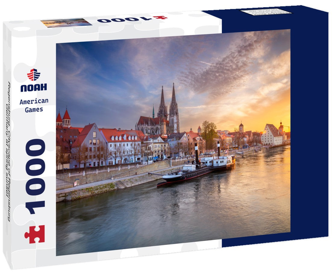 Noah Jigsaw Puzzle Regensburg. Cityscape of Regensburg, Germany at spring sunset 1000 pieces