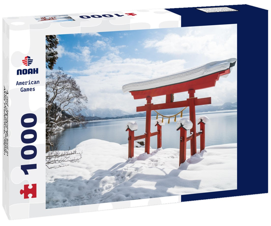 Noah Jigsaw Puzzle A red Japanese torii in front of Lake Tazawa, Akita Prefecture, Japan 1000 pieces