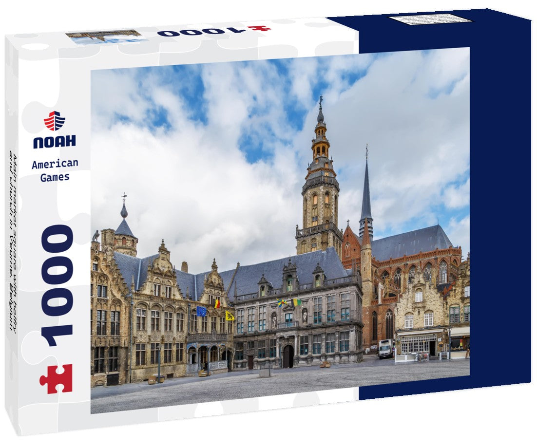 Noah Jigsaw Puzzle Main market square with belfry and church in Veurne, Belgium 1000 pieces