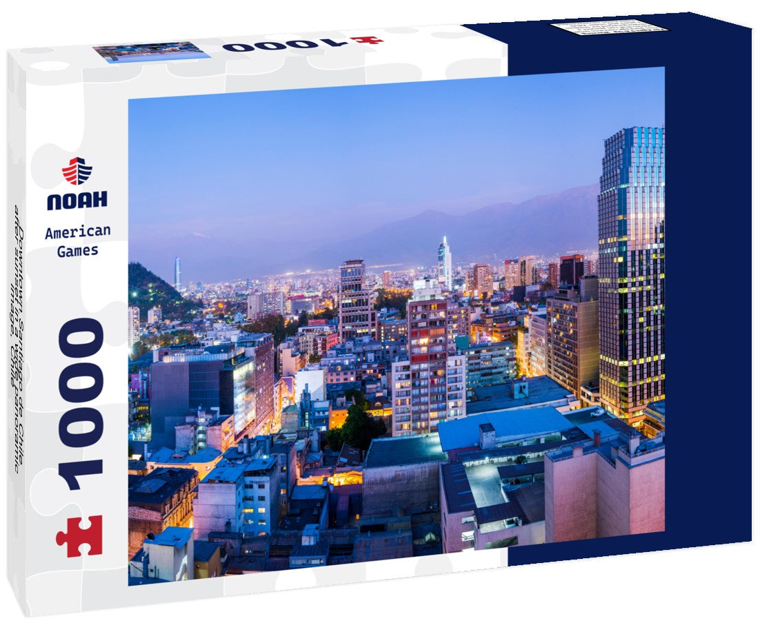 Noah Jigsaw Puzzle Downtown Santiago de Chile after sunset in a wide panoramic image, Chile 1000 pieces