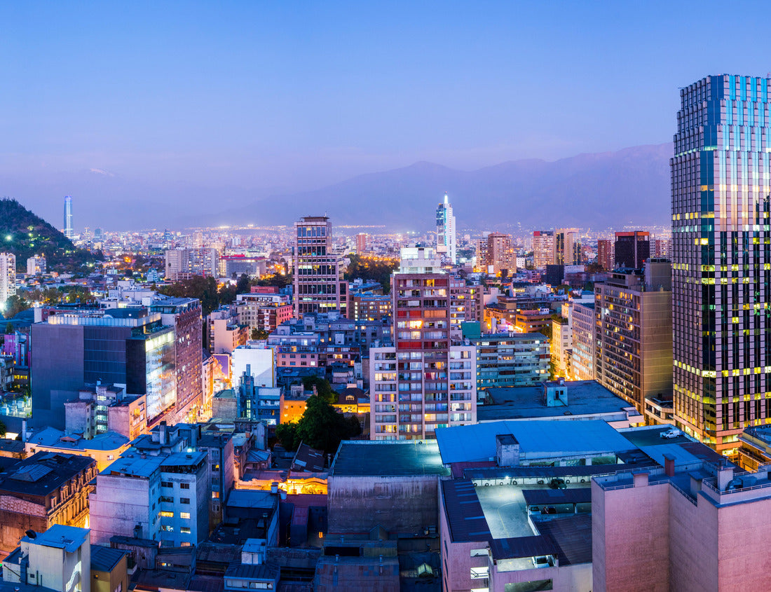 Noah Jigsaw Puzzle Downtown Santiago de Chile after sunset in a wide panoramic image, Chile 1000 pieces