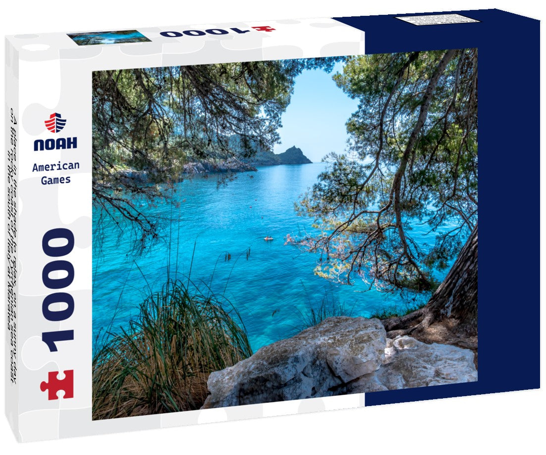 Noah Jigsaw Puzzle A place in the shade to relax, on a sunny day, on the rocky coast of the Tyrrhenian sea coast in the south of Italy at Maratea 1000 pieces