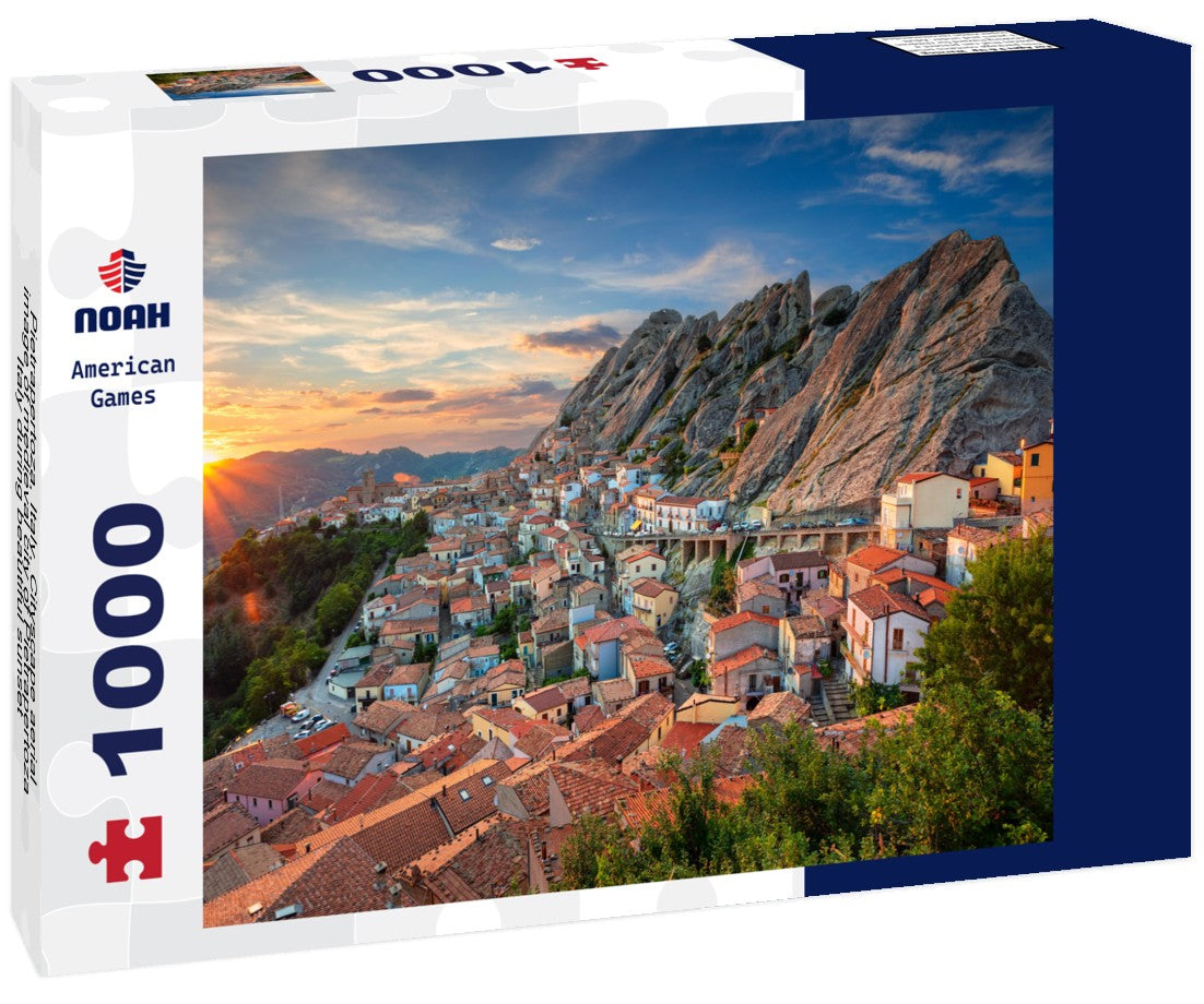 Noah Jigsaw Puzzle Pietrapertoza, Italy. Cityscape aerial image of medieval city of Pietrapertoza, Italy during beautiful sunset 1000 pieces