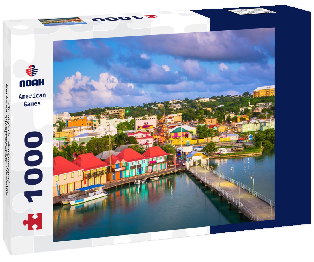 Noah Jigsaw Puzzle St. John's, Antigua and Barbuda cityscape over Redcliffe Quay at dusk 1000 pieces