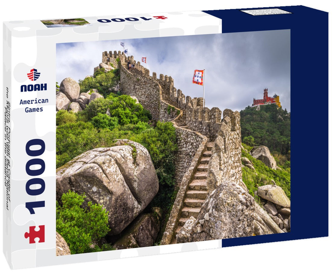 Noah Jigsaw Puzzle Sintra, Portugal at Castle of the Moors wall with Pena National Palace in the distance 1000 pieces