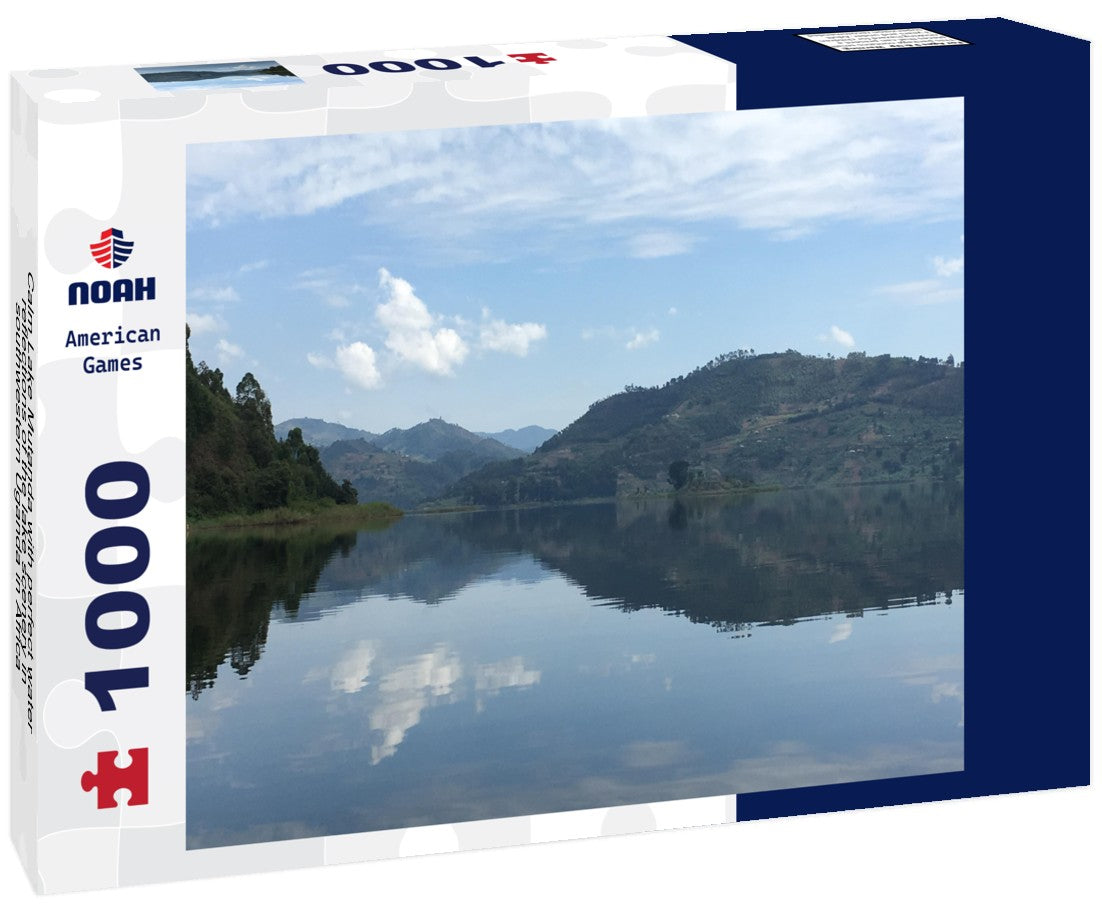 Noah Jigsaw Puzzle Calm Lake Mutanda with perfect water reflections of the lake scenery in southwestern Uganda in Africa 1000 pieces