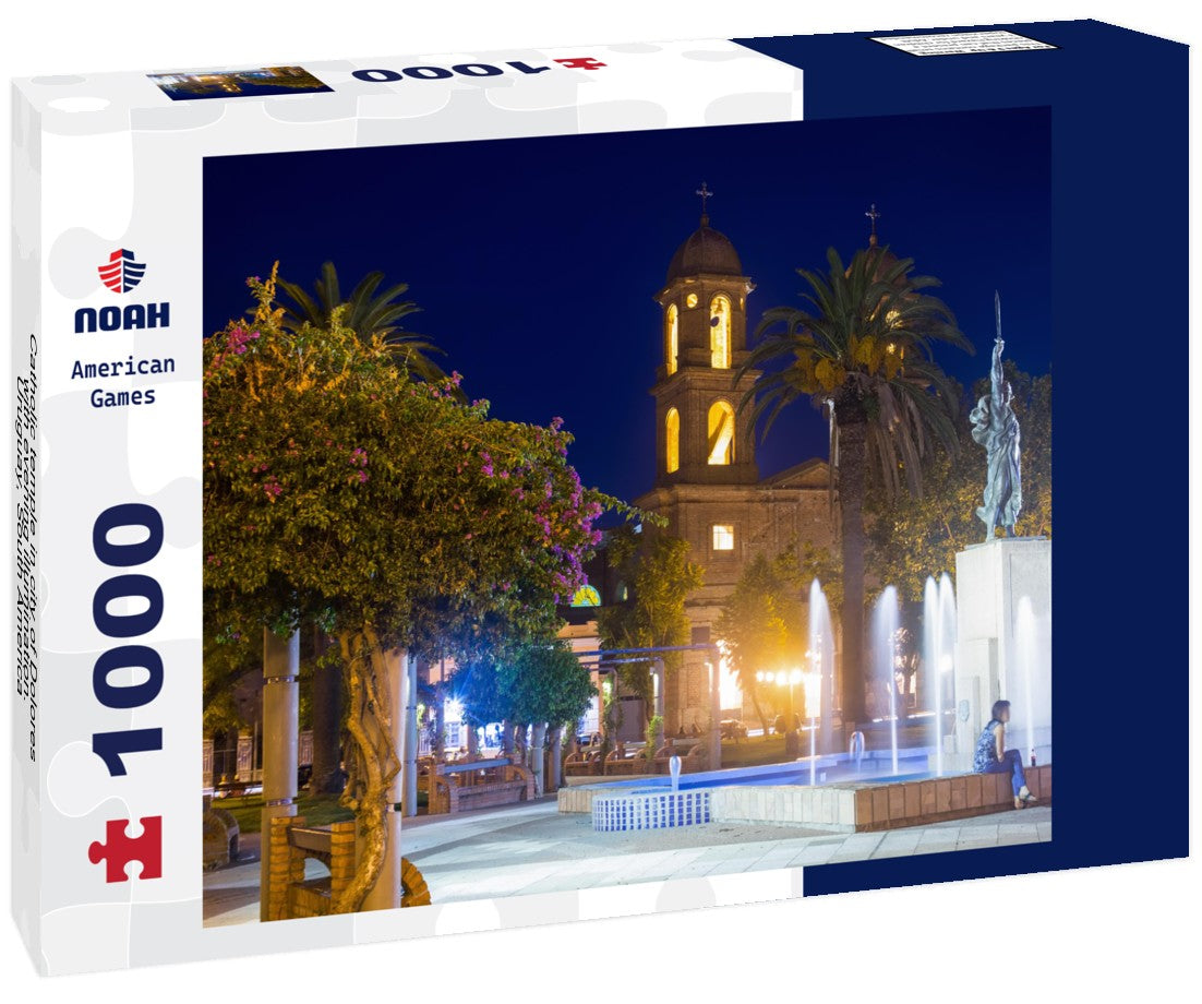 Noah Jigsaw Puzzle Catholic temple in city of Dolores with evening illumination. Uruguay, South America 1000 pieces