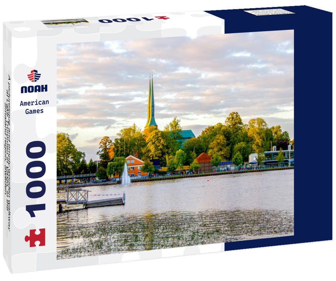 Noah Jigsaw Puzzle A picturesque and empty wooden walkway at Lake Trummen in Vaxjo, in the Smaland region, Sweden 1000 pieces