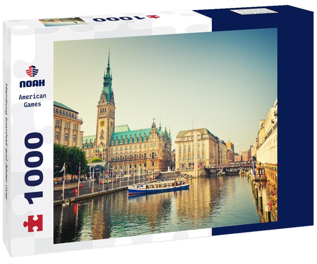 Noah Jigsaw Puzzle Hamburg townhall and Alster river 1000 pieces