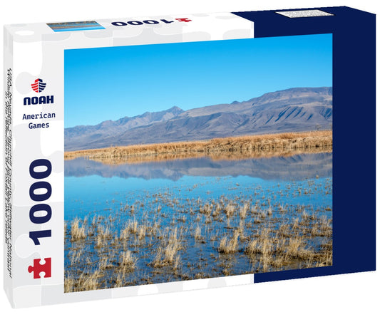 Noah Jigsaw Puzzle USA, Nevada, Churchill County, Stillwater National Wildlife Refuge. Strong blue yellow color contrast in the reflection of Foxtail Lake reeds 1000 pieces