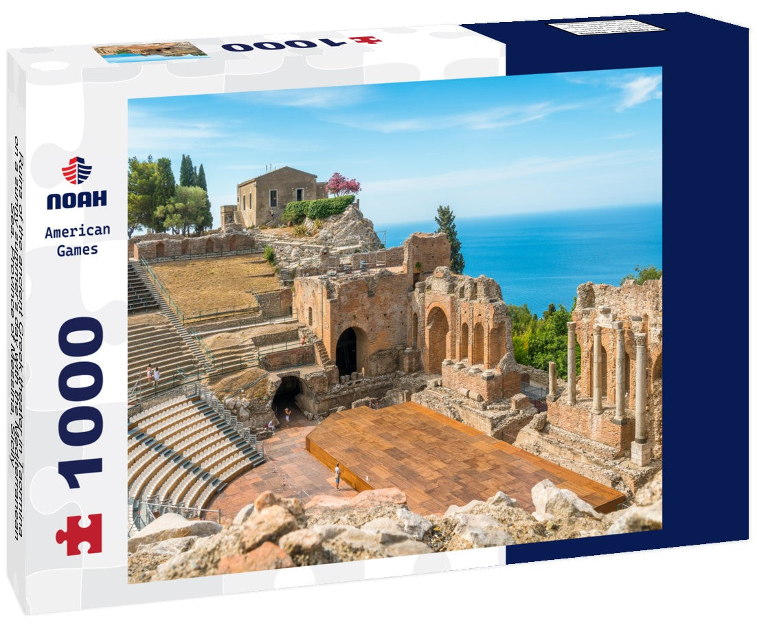 Noah Jigsaw Puzzle Ruins of the ancient Greek theater in Taormina on a sunny summer's day with the Mediterranean Sea. Province of Messina, Sicily 1000 pieces