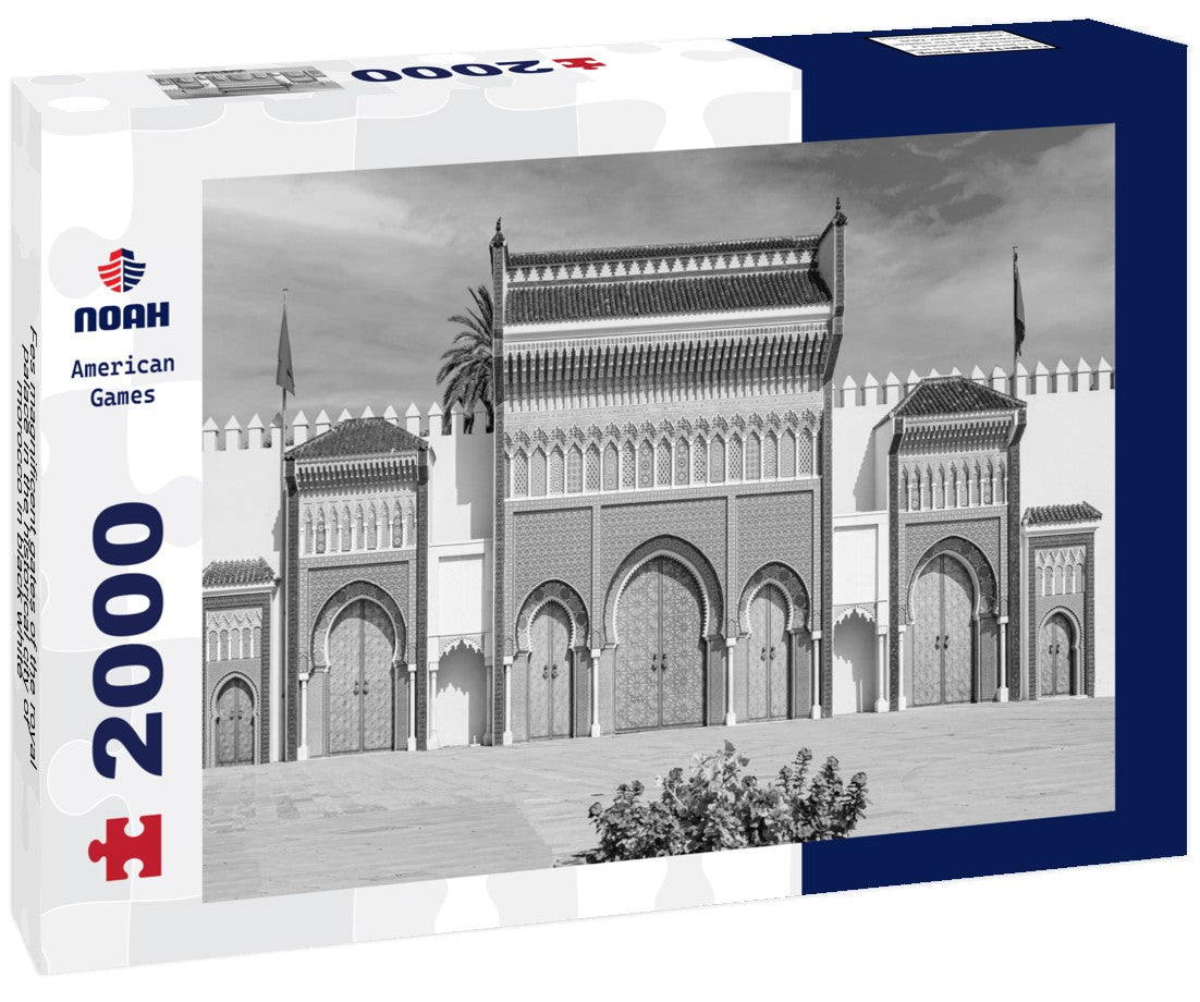 Fes magnificent gates of the royal palace in the historical city of morocco 2000pc PuzzleBlack and White