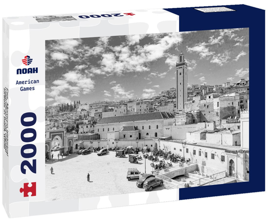 Noah Jigsaw Puzzle Fes, Morocco historical magnificent old capital streets in black white 2000 pieces