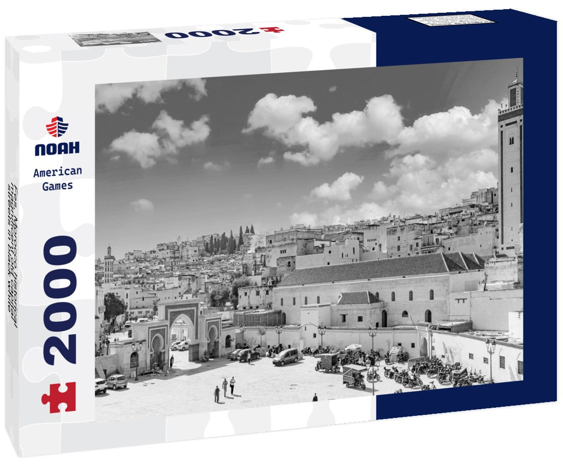 Noah Jigsaw Puzzle Fes, Morocco historical magnificent old capital streets in black white 2000 pieces