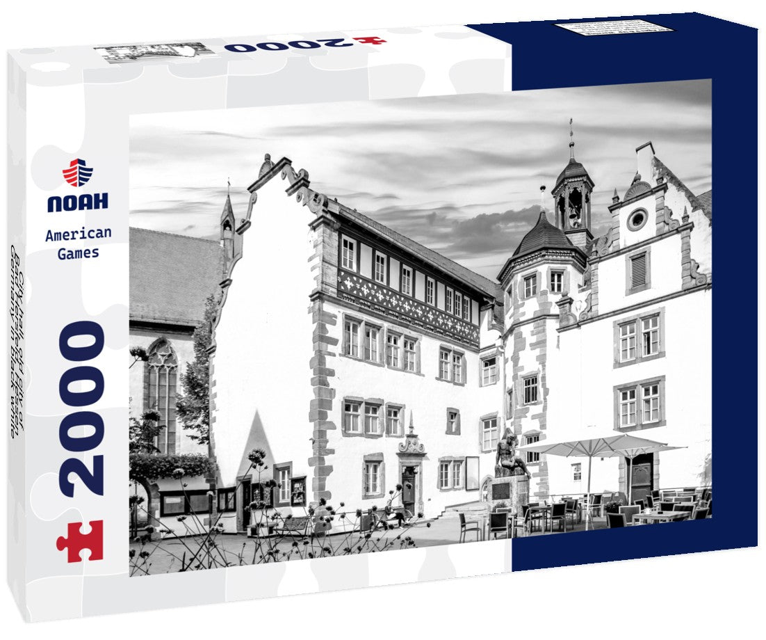 Noah Jigsaw Puzzle City hall, old city of Bad Hersfeld, Hessen, Germany in black white 2000 pieces