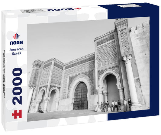 Noah Jigsaw Puzzle Bab Mansour gate: Meknes, Morocco in black white 2000 pieces