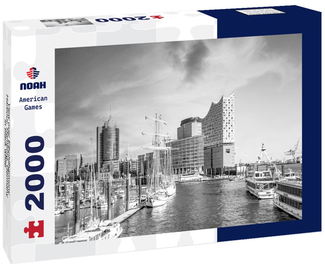Noah Jigsaw Puzzle View over Elbphilharmony, Harbour, Hamburg, Germany in black white 2000 pieces