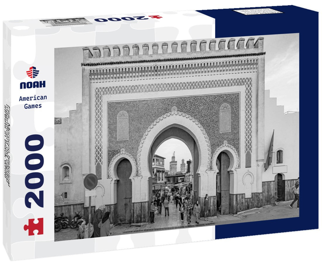 Noah Jigsaw Puzzle Fes, Morocco historical magnificent old capital streets in black white 2000 pieces