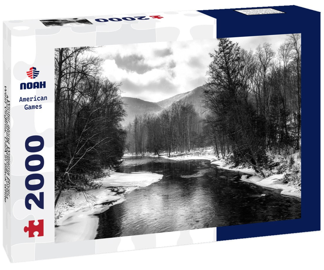 Noah Jigsaw Puzzle Winter along Williams River, Monongahela National Forest, West Virginia, USA in black white 2000 pieces