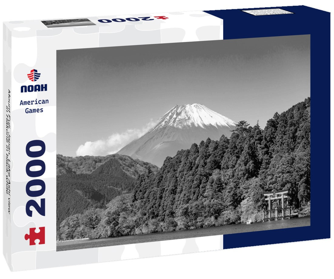 Noah Jigsaw Puzzle Mount Fuji, Japan. Lake Ashi view in Hakone in black white 2000 pieces