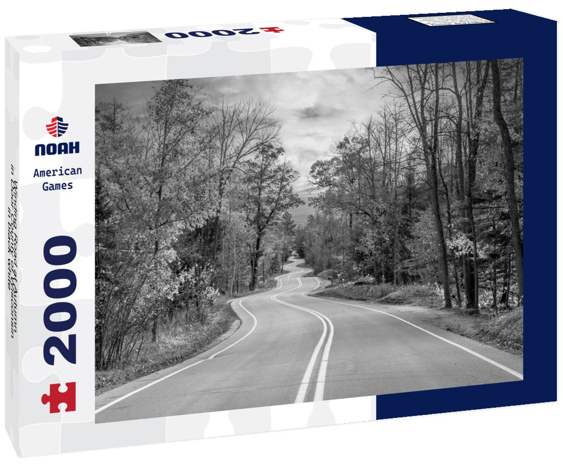Noah Jigsaw Puzzle Winding Road at Autumn in Door County of Wisconsin in black white 2000 pieces
