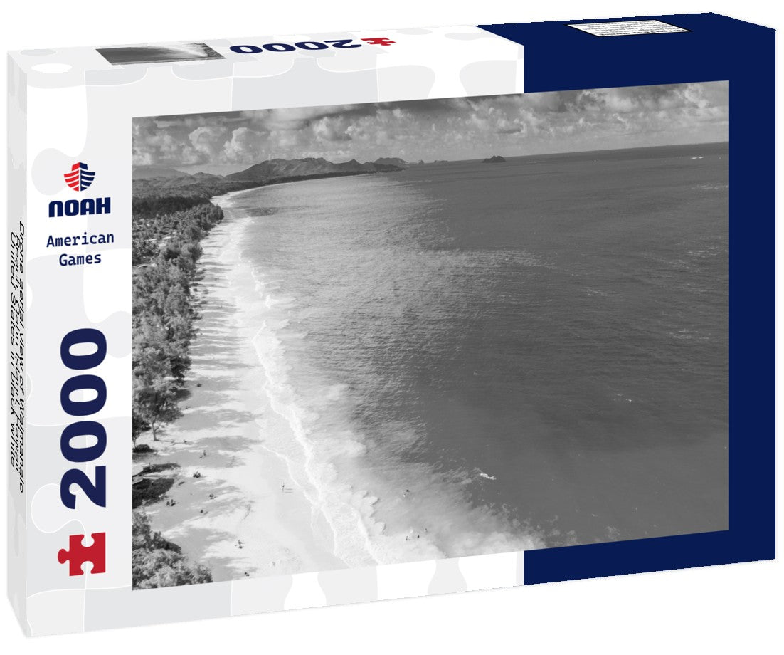 Noah Jigsaw Puzzle Drone aerial view of Waimanalo Beach, Oahu Island, Hawaii, United States in black white 2000 pieces