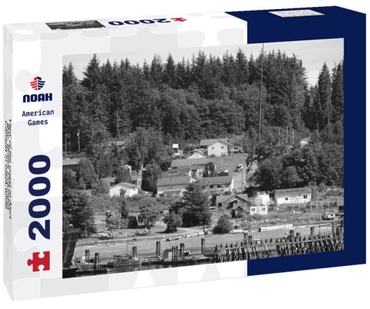 Noah Jigsaw Puzzle View of the coast at Alert Bay, British Columbia, Canada in black white 2000 pieces