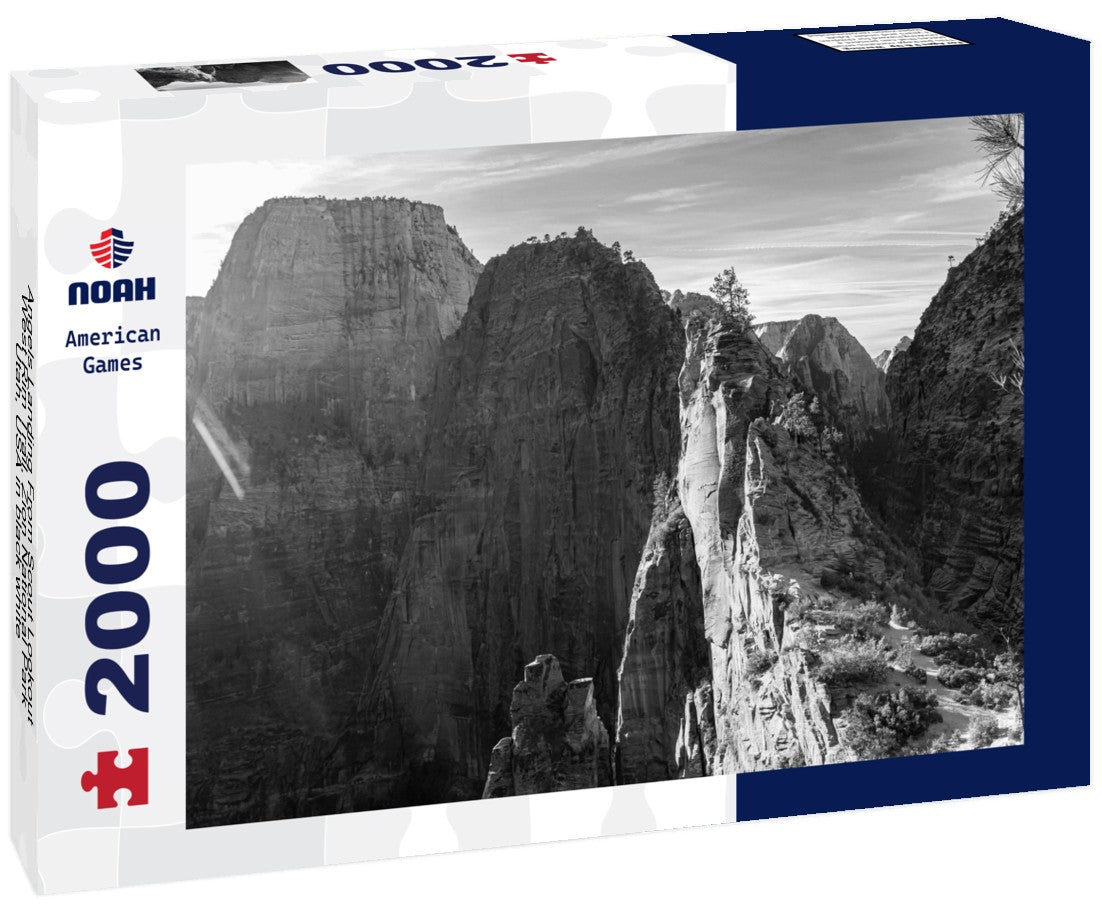 Noah Jigsaw Puzzle Angels Landing From Scout Lookout, West Rim Trail, Zion National Park, Utah, USA in black white 2000 pieces