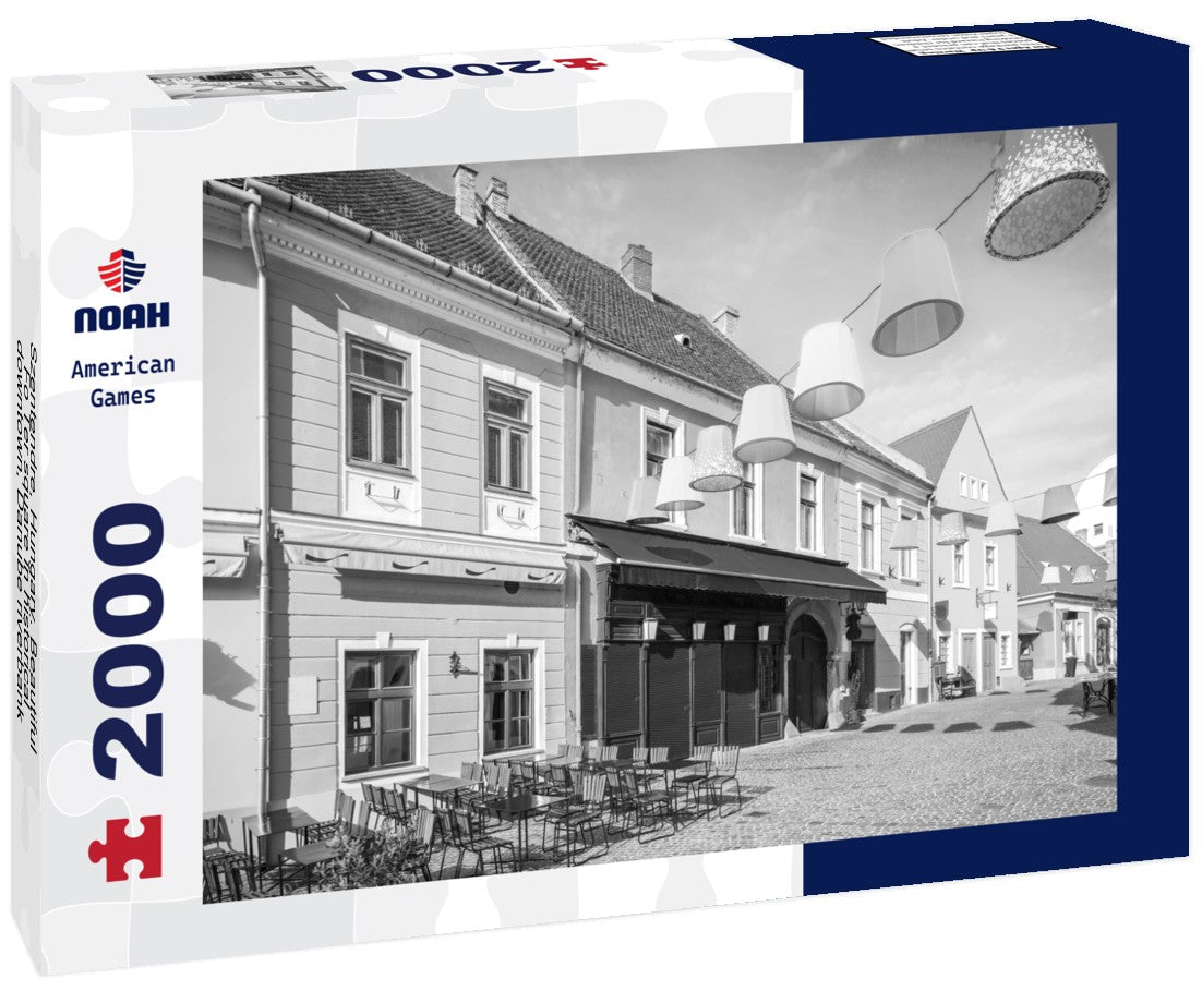 Noah Jigsaw Puzzle Szentendre, Hungary. Beautiful Fo Ter square in historical downtown, Danube riverbank, Budapest in black white 2000 pieces