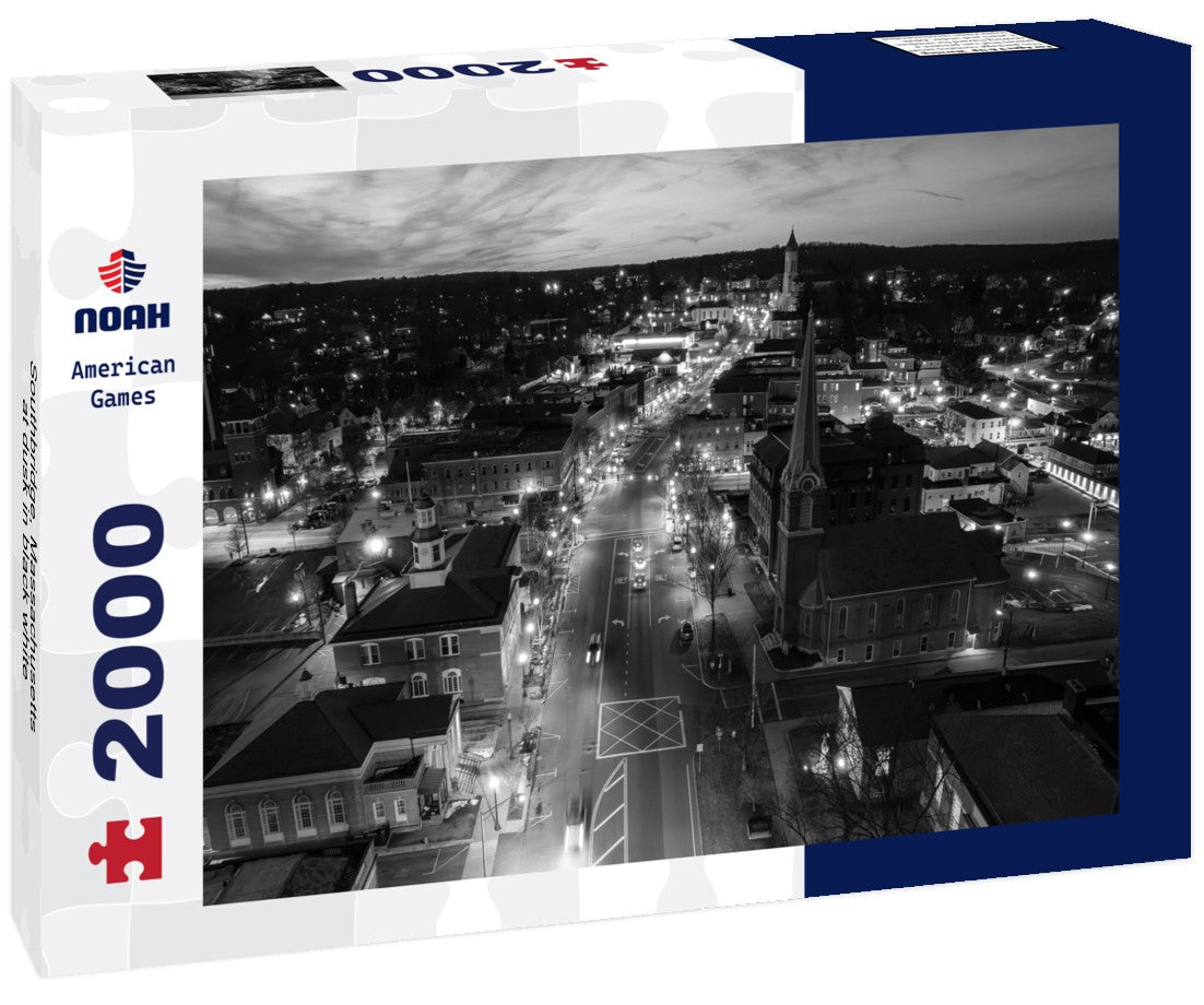 Noah Jigsaw Puzzle Southbridge, Massachusetts at dusk in black white 2000 pieces