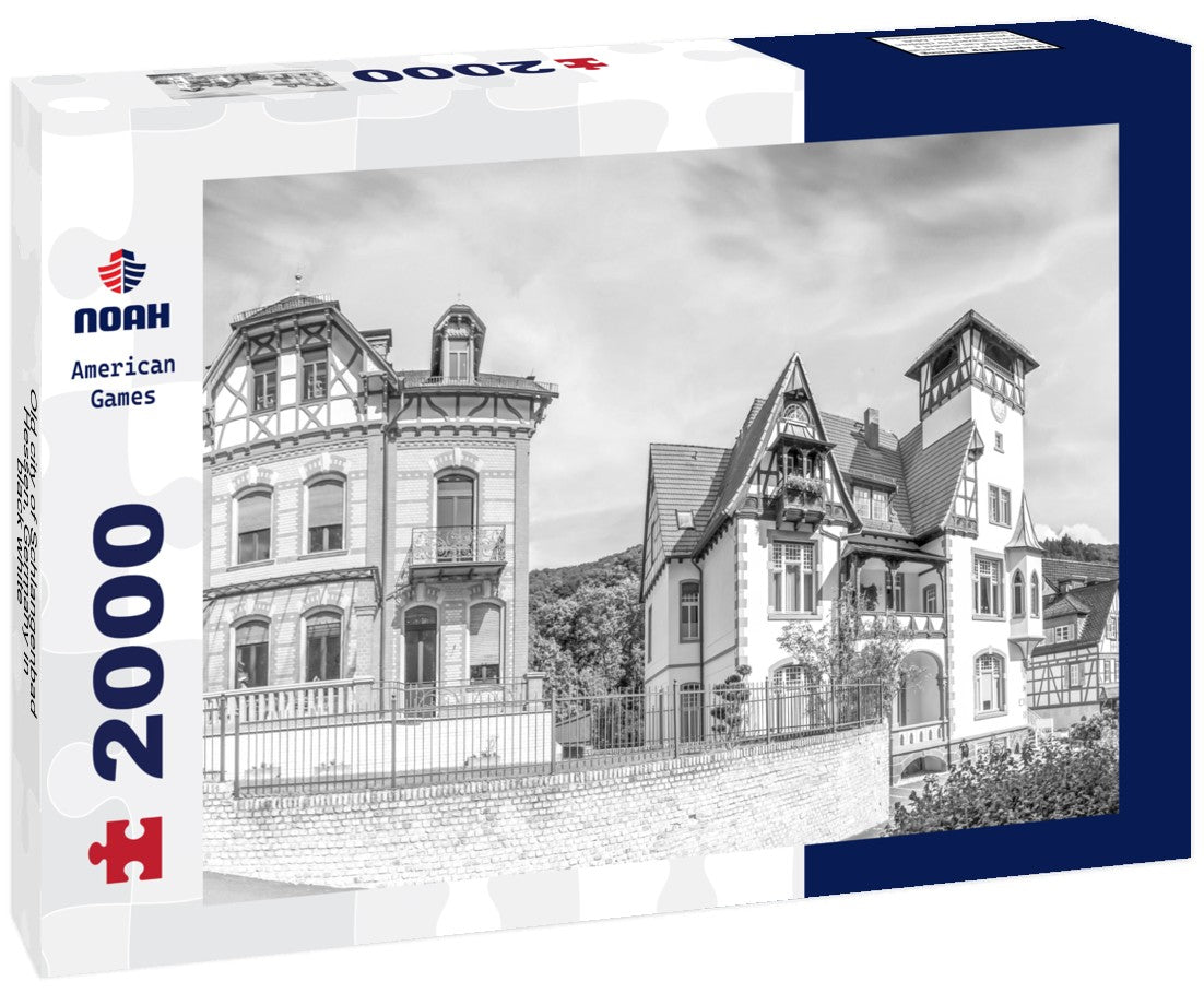 Noah Jigsaw Puzzle Old city of Schlangenbad, Hessen, Germany in black white 2000 pieces
