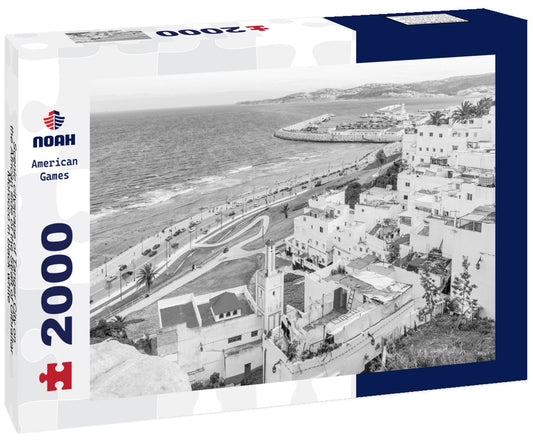 Noah Jigsaw Puzzle Scenic cityscape of Tanger City on the African side of the Strait of Gibraltar, Morocco in black white 2000 pieces