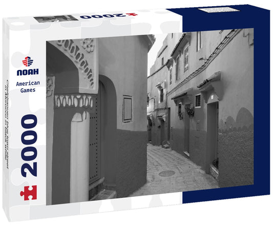 Noah Jigsaw Puzzle Chefchaouen blue town street in Morocco in black white 2000 pieces
