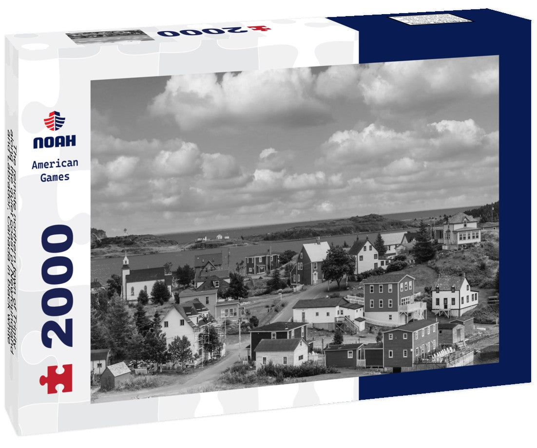Noah Jigsaw Puzzle The remote northern town of Trinity, along the quiet coast of Newfoundland and Labrador, Canada in black white 2000 pieces