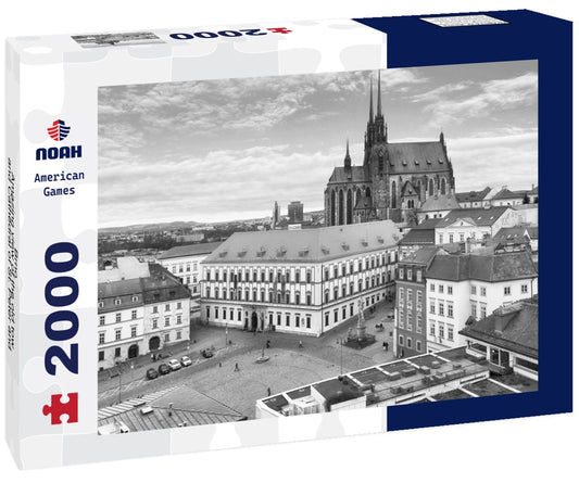 Noah Jigsaw Puzzle Brno - Amazing view of the old tow and Cathedral of St. Peter and Paul, Czech Republic at day in black white 2000 pieces