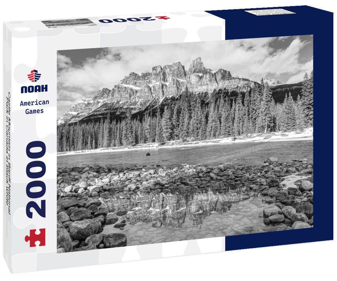Noah Jigsaw Puzzle Castle Mountain in Banff National Park in Canada in black white 2000 pieces