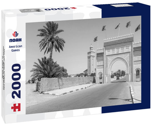 Noah Jigsaw Puzzle The city gate leading into Rissani : Rissani, Morocco in black white 2000 pieces