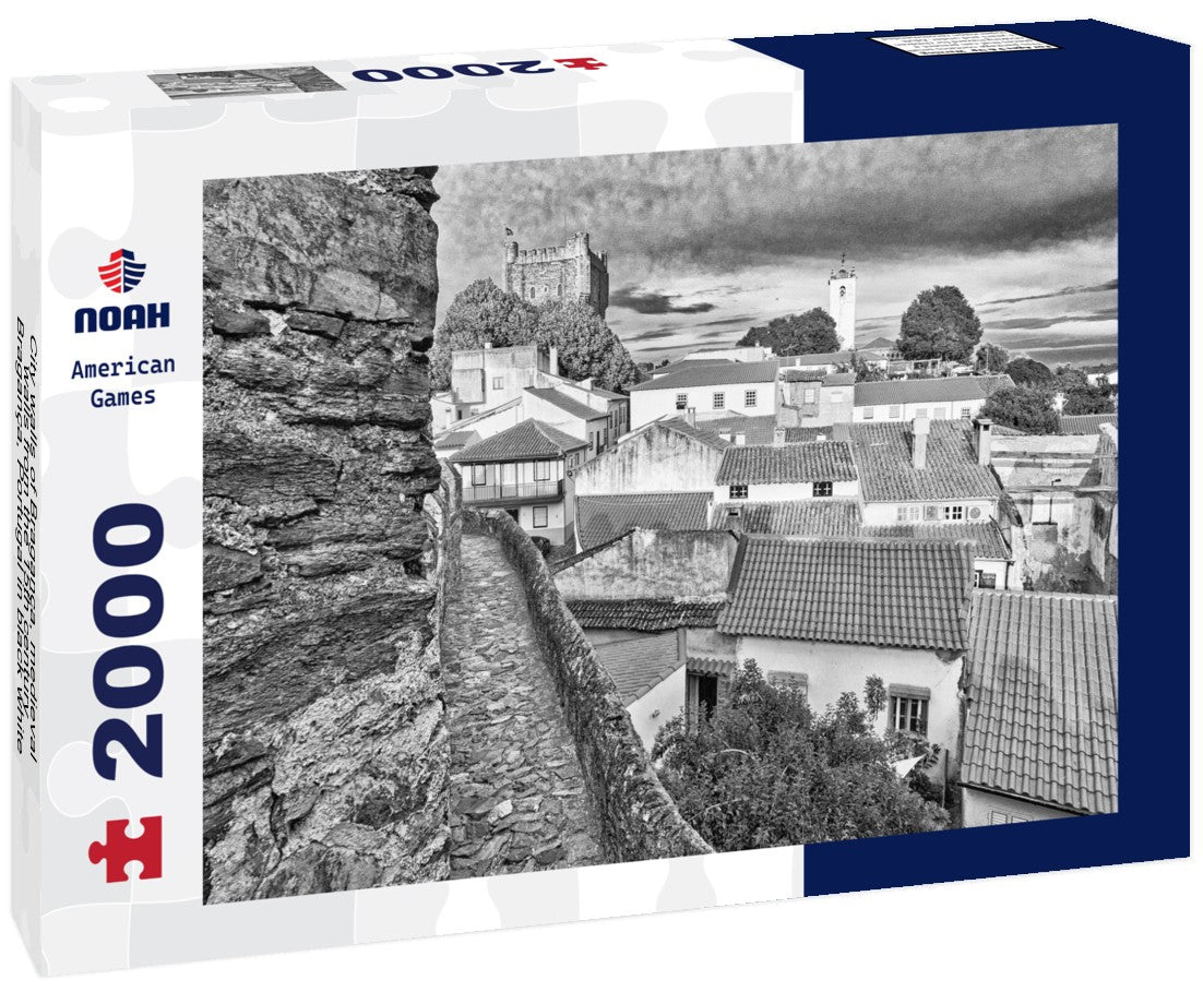 Noah Jigsaw Puzzle City walls of Bragança, medieval walls from the 15th century, Bragança, Portugal in black white 2000 pieces