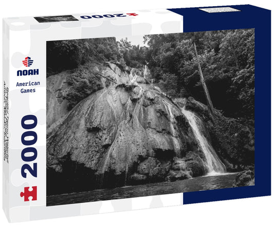 Noah Jigsaw Puzzle Beautiful Taeno Waterfall in Talaga Pange Village, Ambon, Maluku, Indonesia in black white 2000 pieces
