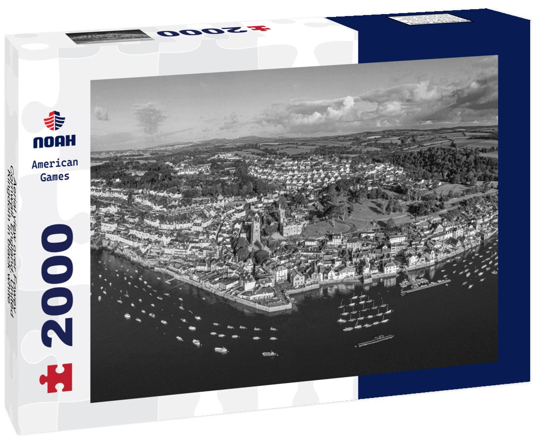 Noah Jigsaw Puzzle Aerial view over Fowey, Cornwall, England, United Kingdom in black white 2000 pieces