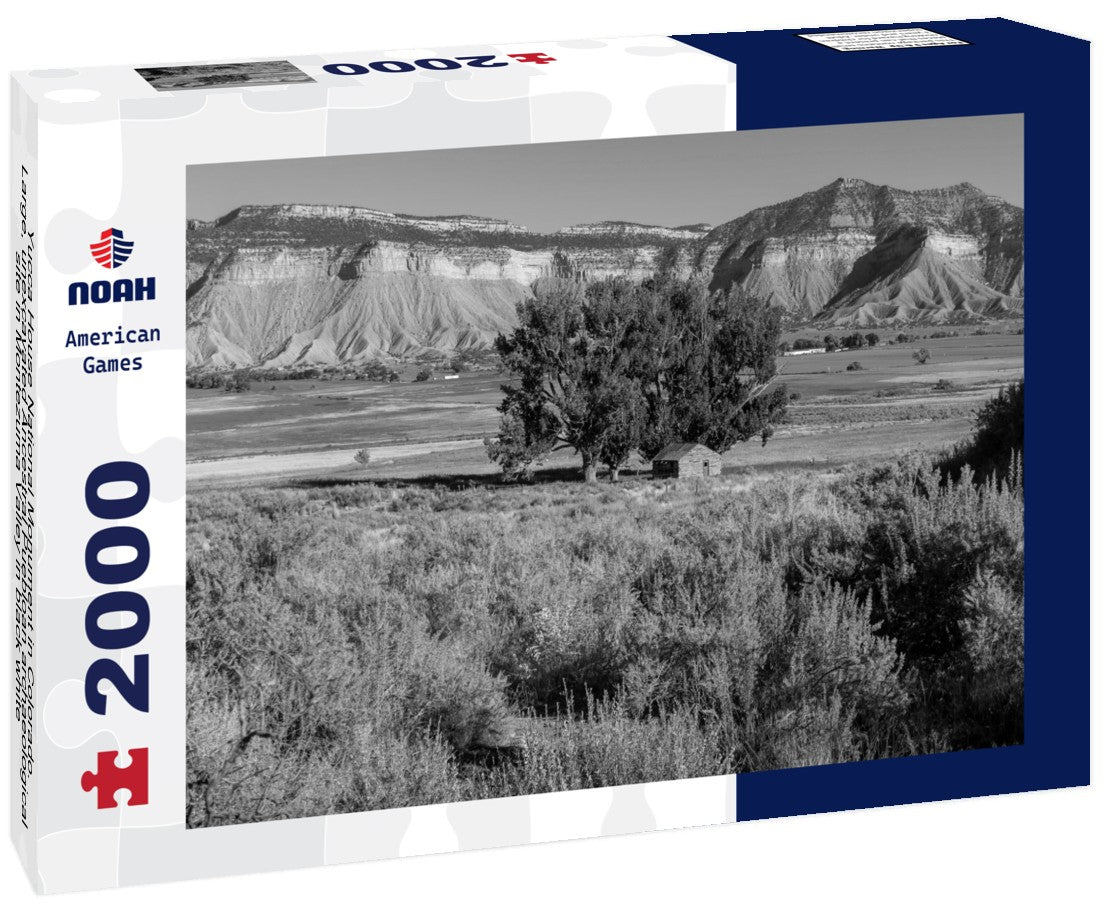 Noah Jigsaw Puzzle Yucca House National Monument in Colorado. Large, unexcavated Ancestral Puebloan archaeological site in Montezuma Valley in black white 2000 pieces