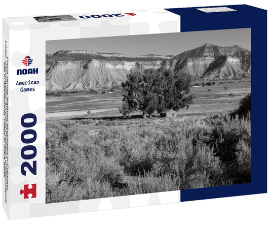 Noah Jigsaw Puzzle Yucca House National Monument in Colorado. Large, unexcavated Ancestral Puebloan archaeological site in Montezuma Valley in black white 2000 pieces