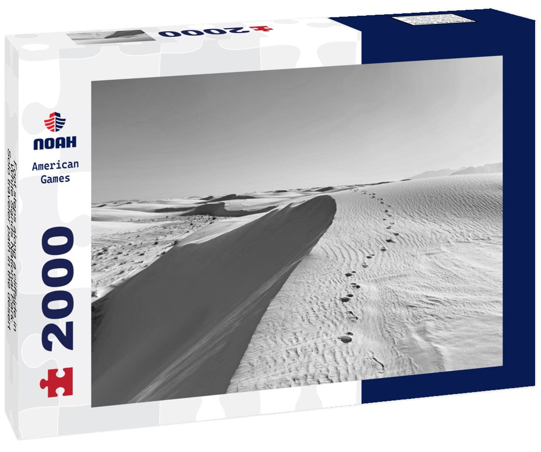 Noah Jigsaw Puzzle Foot steps along a cliffside in White Sands National Park. Solo traveler path in the desert of New Mexico in black white 2000 pieces