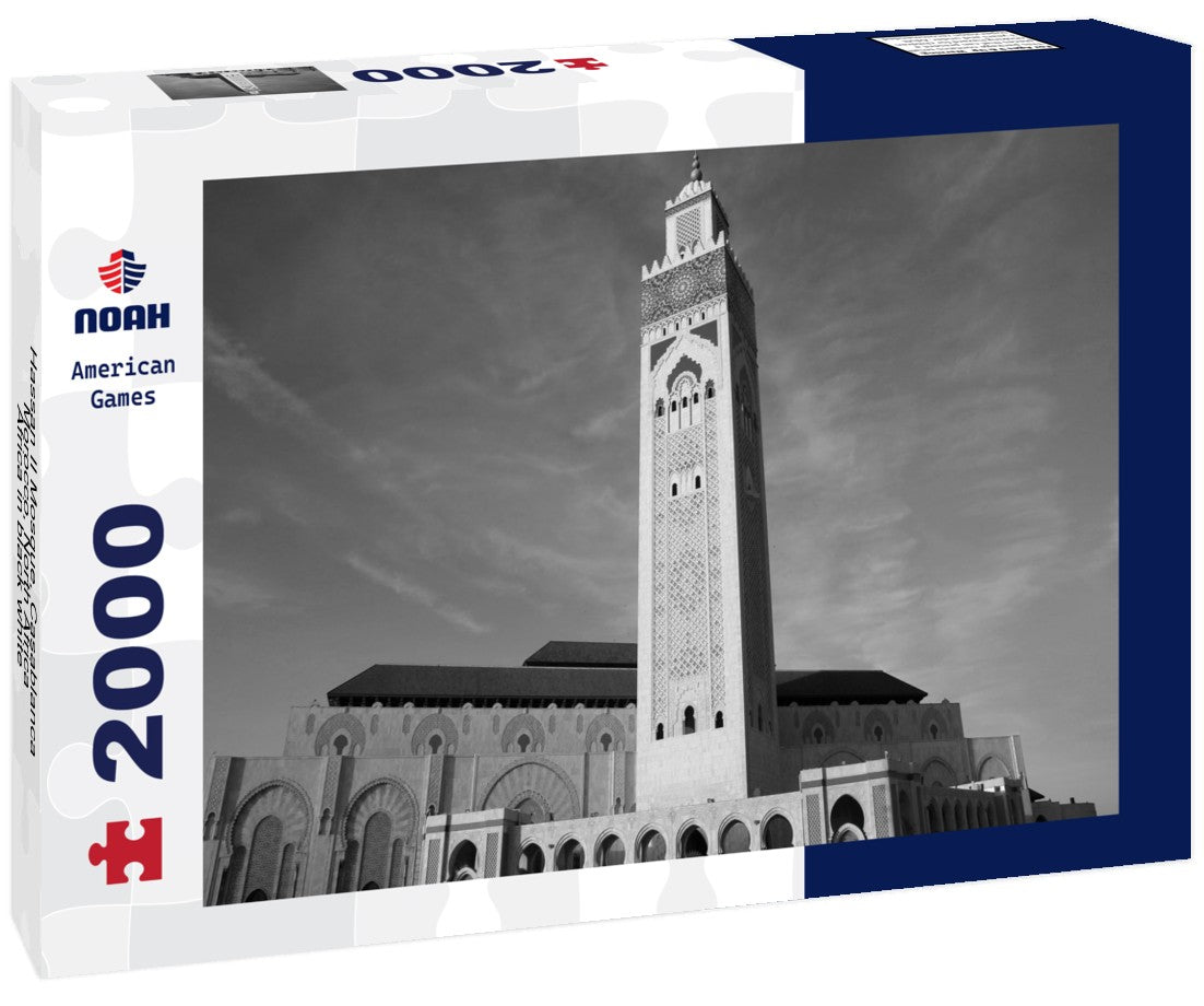 Noah Jigsaw Puzzle Hassan II Mosque, Casablanca, Morocco, North Africa, Africa in black white 2000 pieces