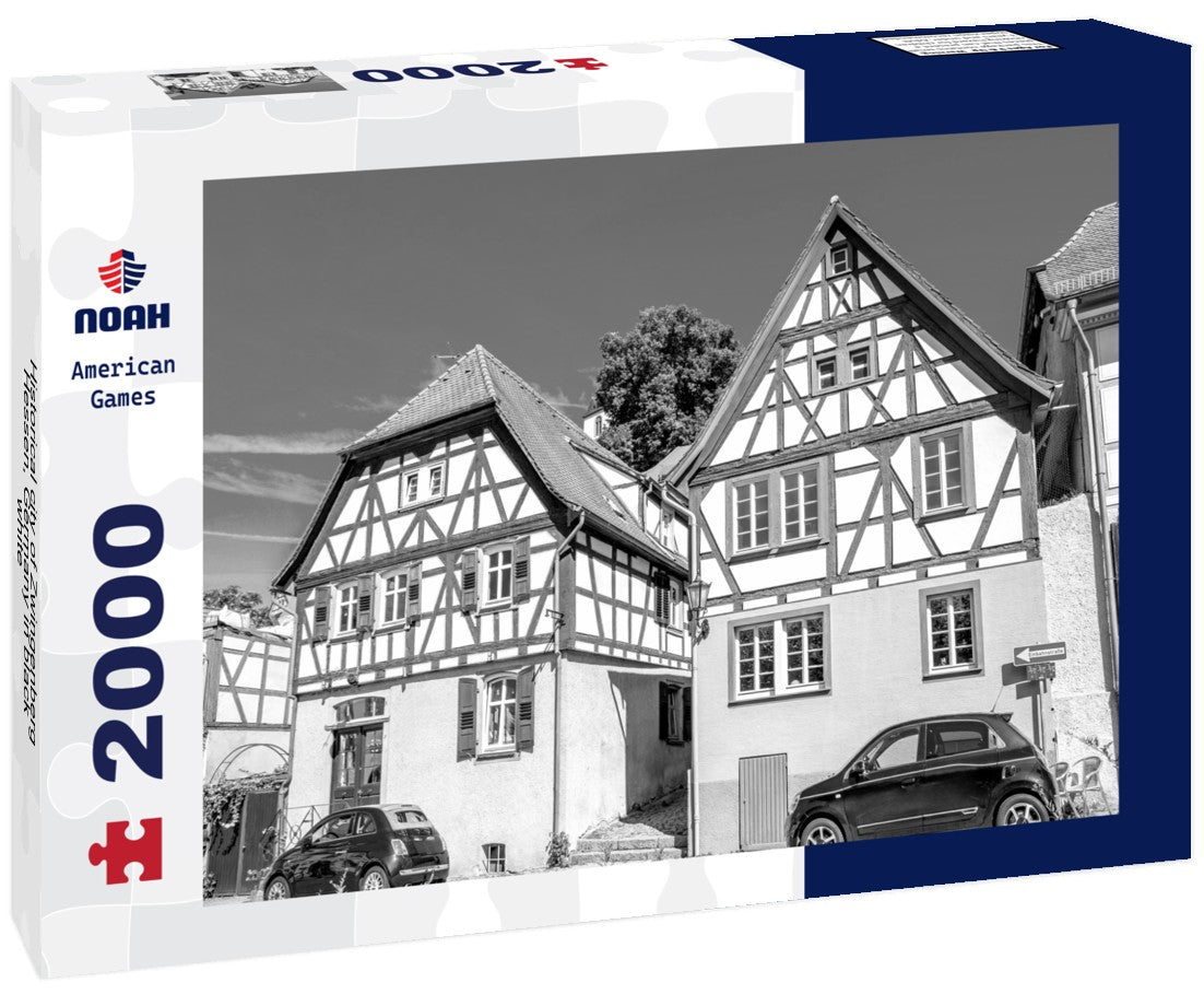 Noah Jigsaw Puzzle Historical city of Zwingenberg, Hessen, Germany in black white 2000 pieces